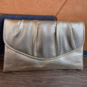 Vintage Gold Metallic Evening Clutch Purse Snap Closure